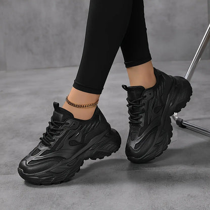 Women's Breathable Mesh Platform Sneakers, Casual Lace Up Outdoor Shoes, Comfortable Low Top Sport Shoes - NEXTRENDBAHRAIN