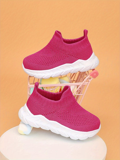 Casual Solid Color Slip On Woven Shoes For Baby Boys, Breathable Lightweight Sneakers For Walking Running, All Seasons - NEXTRENDBAHRAIN