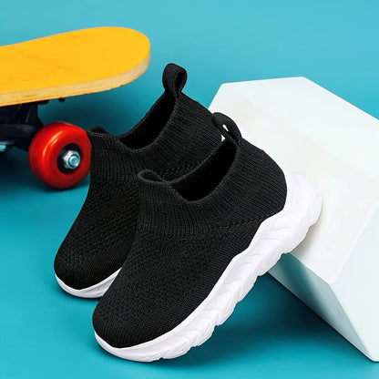 Casual Solid Color Slip On Woven Shoes For Baby Boys, Breathable Lightweight Sneakers For Walking Running, All Seasons - NEXTRENDBAHRAIN