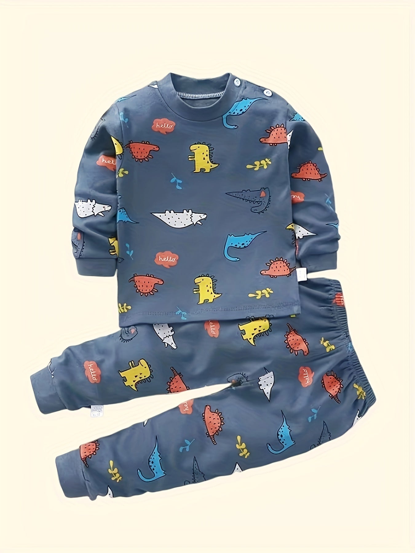 Boys' Cozy Cotton Clothing Set - Cartoon Print, Long Sleeve Top & Pants for Fall/Winter - NEXTRENDBAHRAIN