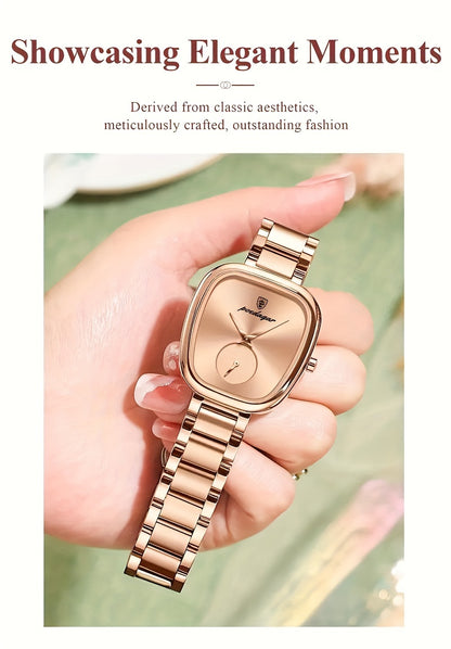 Elegant Square Case Women's Watch - Fashion Luxury Quartz Movement, Digital Display, Stainless Steel Mesh Band, Non-Rechargeable Button Battery, Alloy Case, Chic Casual Timepiece - NEXTRENDBAHRAIN