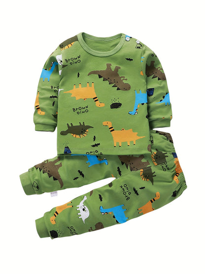 Boys' Cozy Cotton Clothing Set - Cartoon Print, Long Sleeve Top & Pants for Fall/Winter - NEXTRENDBAHRAIN