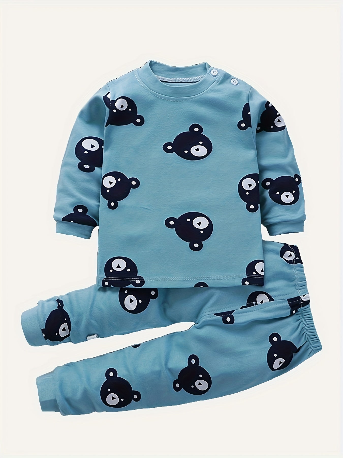 Boys' Cozy Cotton Clothing Set - Cartoon Print, Long Sleeve Top & Pants for Fall/Winter - NEXTRENDBAHRAIN