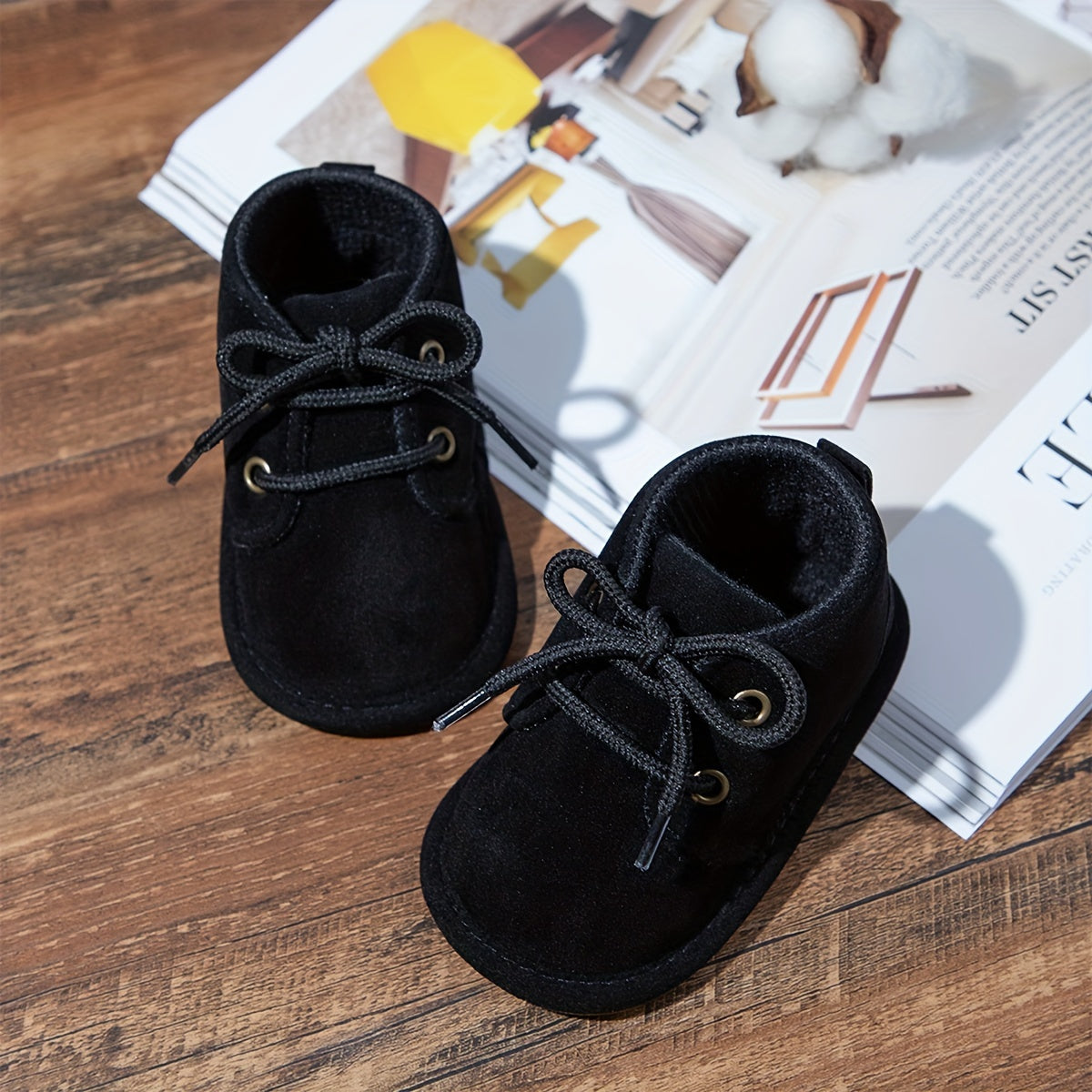 Casual Comfortable Solid Color Lace Up Boots For Baby Boys, Lightweight Non-slip Walking Shoes For Autumn And Winter - NEXTRENDBAHRAIN