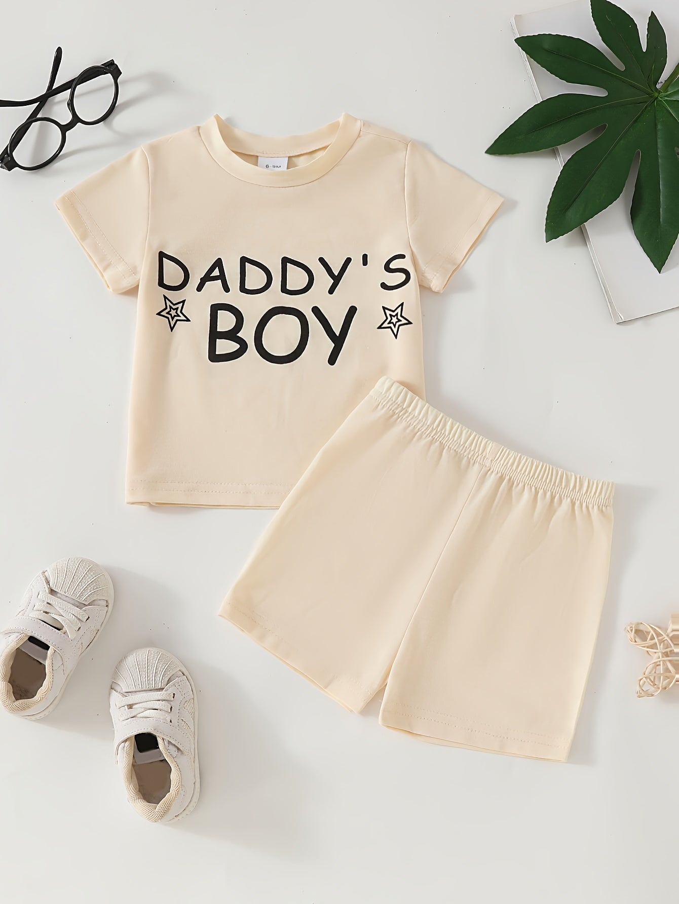 2pcs Baby Boy's Casual "Daddy's Boy" Print T-shirts And Shorts Set, Summer Clothing - NEXTRENDBAHRAIN