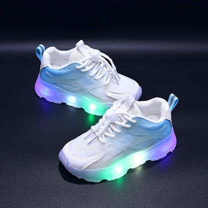 Casual Cool Gradient Color Low Top Mesh Sneakers With Light For Girls, Breathable Non-slip Running Shoes For Spring - NEXTRENDBAHRAIN