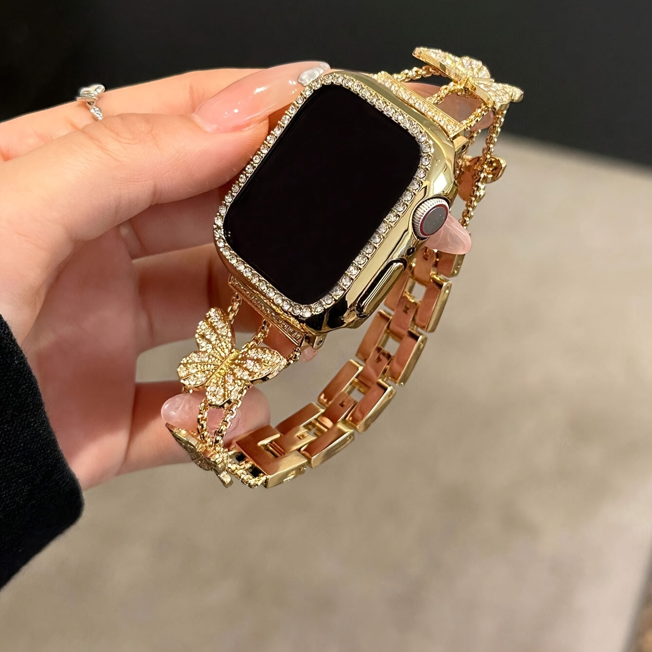 Butterfly Rhinestone Watch Band Suitable For 38/40/41/42/44/45/49mm Apple Watch Ultra Series 9/8/7/6/5/4/3/2/1/SE - NEXTRENDBAHRAIN