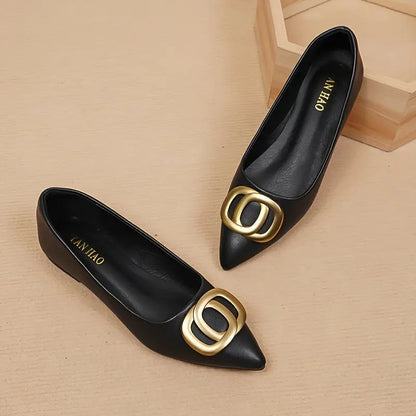 Women's Buckle Decor Flat Shoes, Fashion Pointed Toe Soft Sole Shoes, All-Match Slip On Commuter Flats - NEXTRENDBAHRAIN