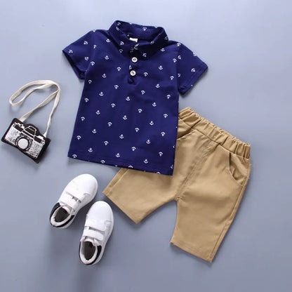 Adorable & Shorts Set for Your Little Sailor - 2pcs Baby Boys Clothes - NEXTRENDBAHRAIN