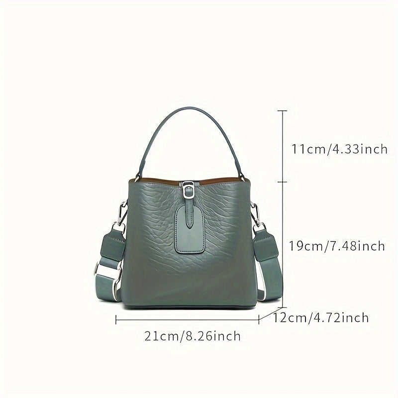 Women's Genuine Leather Handbag, Convertible Shoulder Tote Bag, Elegant City Satchel, Large Capacity Bucket Purse With Detachable Strap, Professional Work Bag - NEXTRENDBAHRAIN