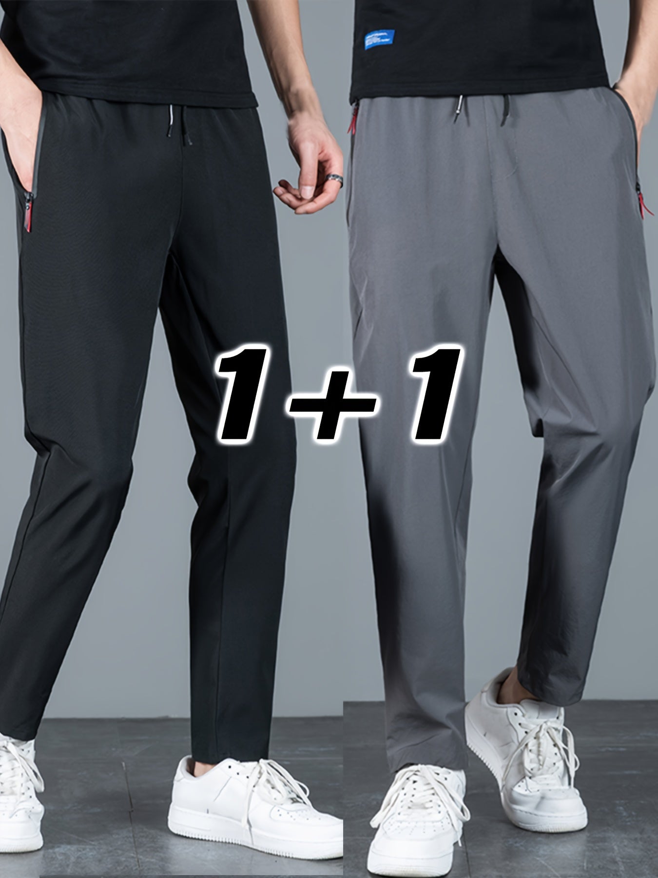 2 Pcs Men's Solid Pants With Pockets, Casual Drawstring Trousers For Summer Outdoor Activities Gift - NEXTRENDBAHRAIN