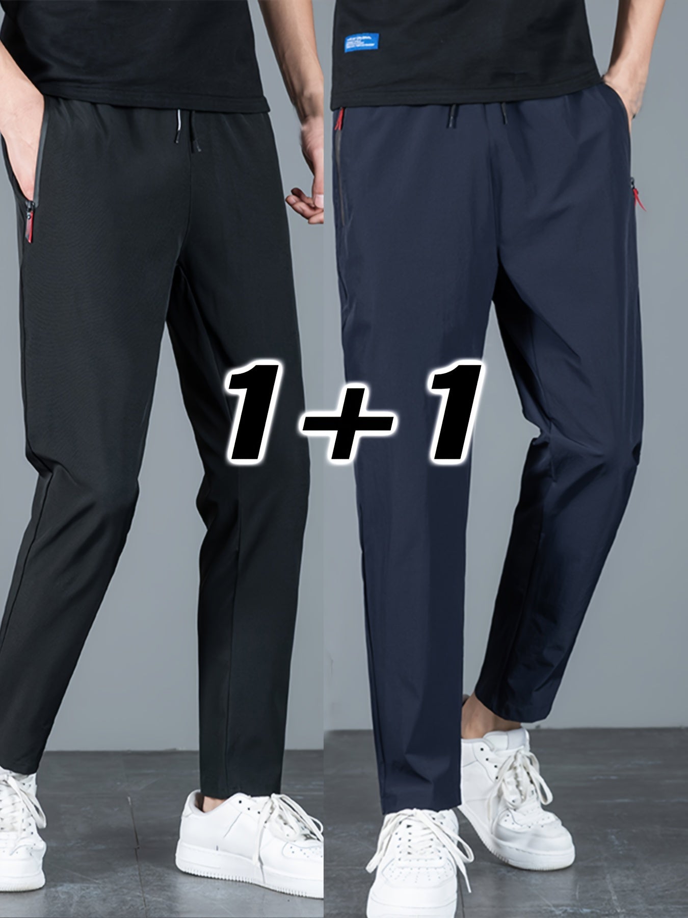 2 Pcs Men's Solid Pants With Pockets, Casual Drawstring Trousers For Summer Outdoor Activities Gift - NEXTRENDBAHRAIN