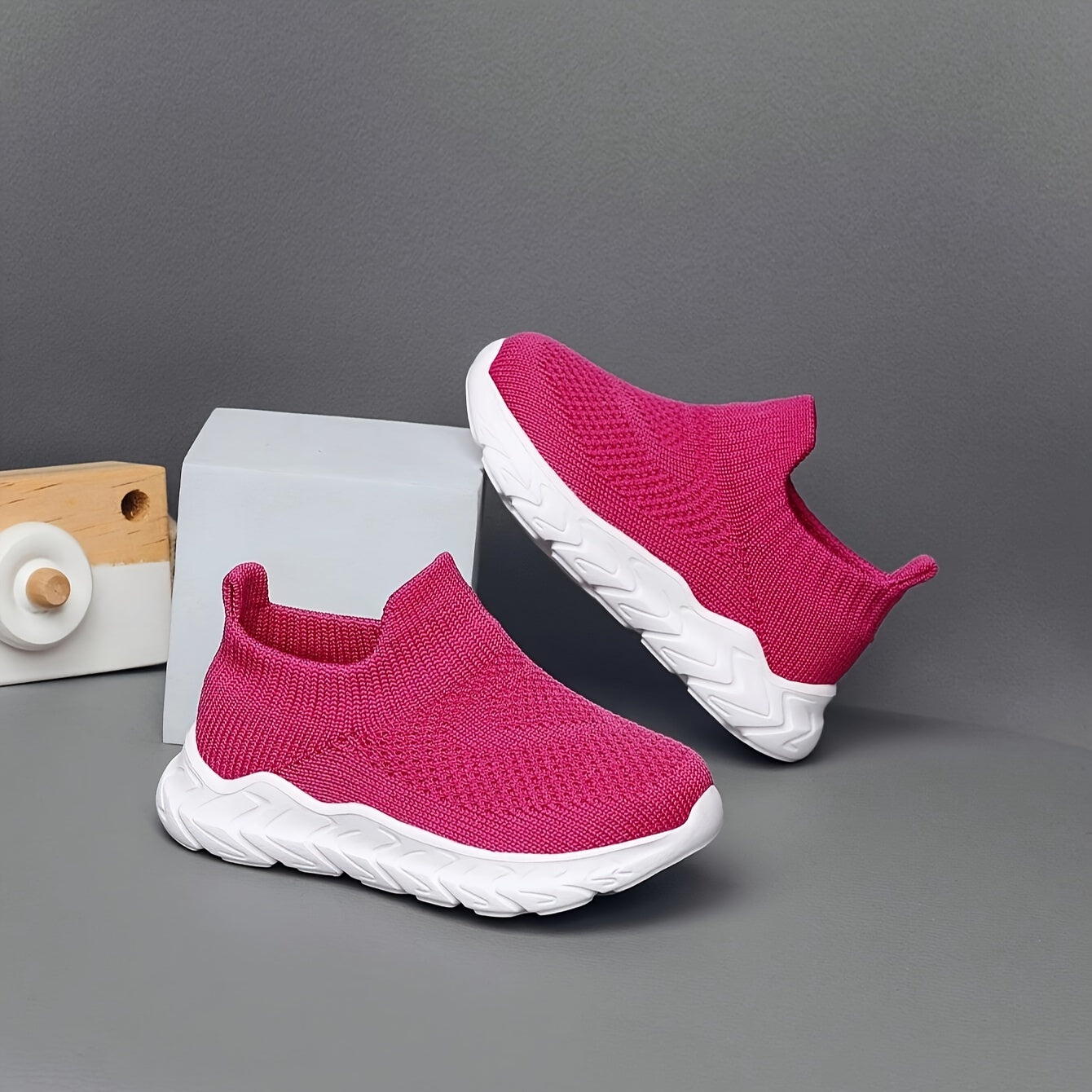 Casual Solid Color Slip On Woven Shoes For Baby Boys, Breathable Lightweight Sneakers For Walking Running, All Seasons - NEXTRENDBAHRAIN