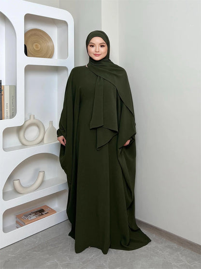 Batwing Sleeve Solid Abayas Dress, Elegant Maxi Length Dress, Women's Clothing NEXTRENDBAHRAIN