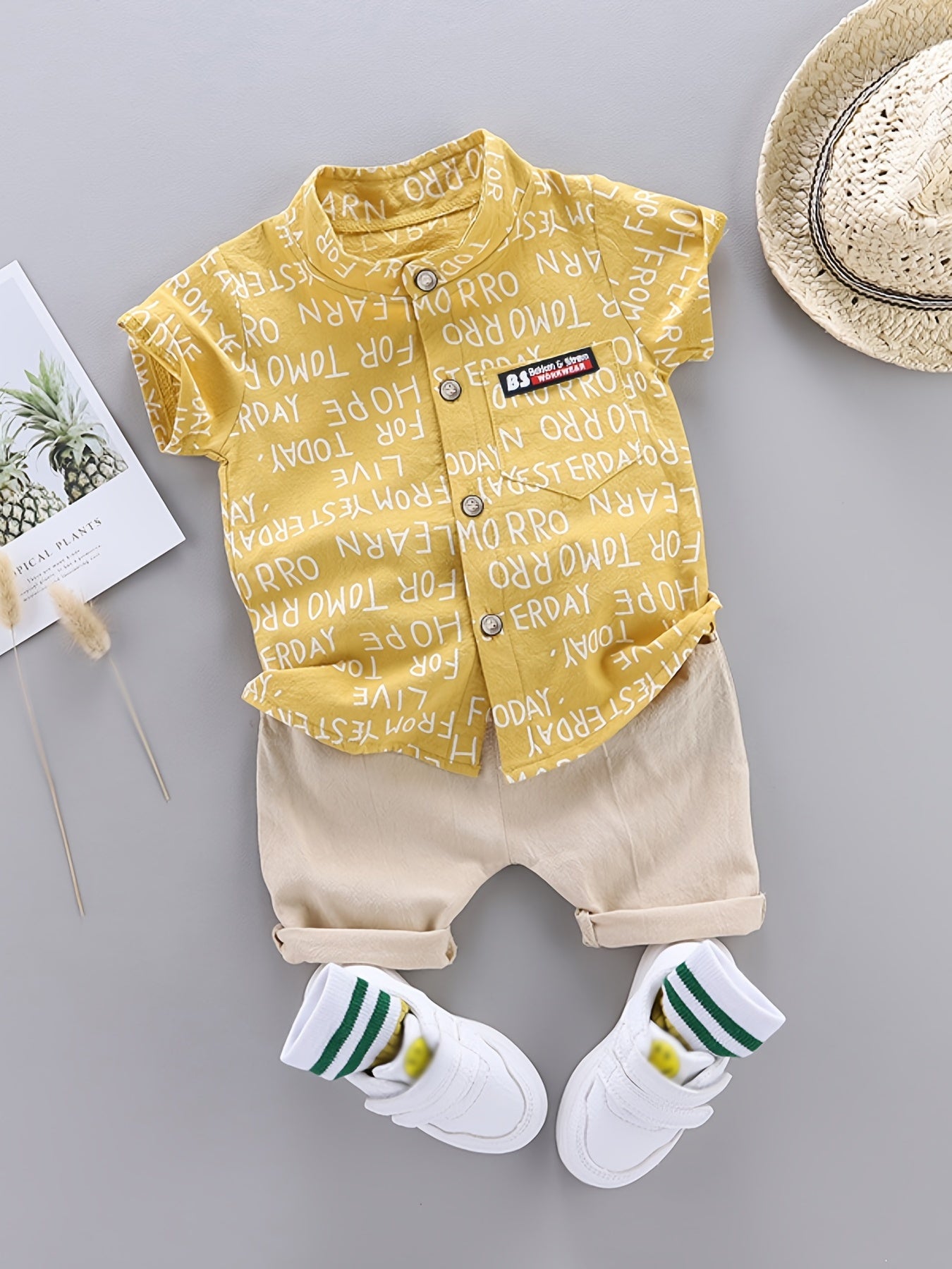 2pcs Baby Boys Dinosaur Print Button Short Sleeve Shirt Top & Elastic Waist Shorts Set Toddler Summer Clothes - NEXTRENDBAHRAIN