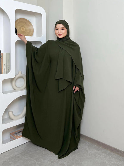 Batwing Sleeve Solid Abayas Dress, Elegant Maxi Length Dress, Women's Clothing NEXTRENDBAHRAIN