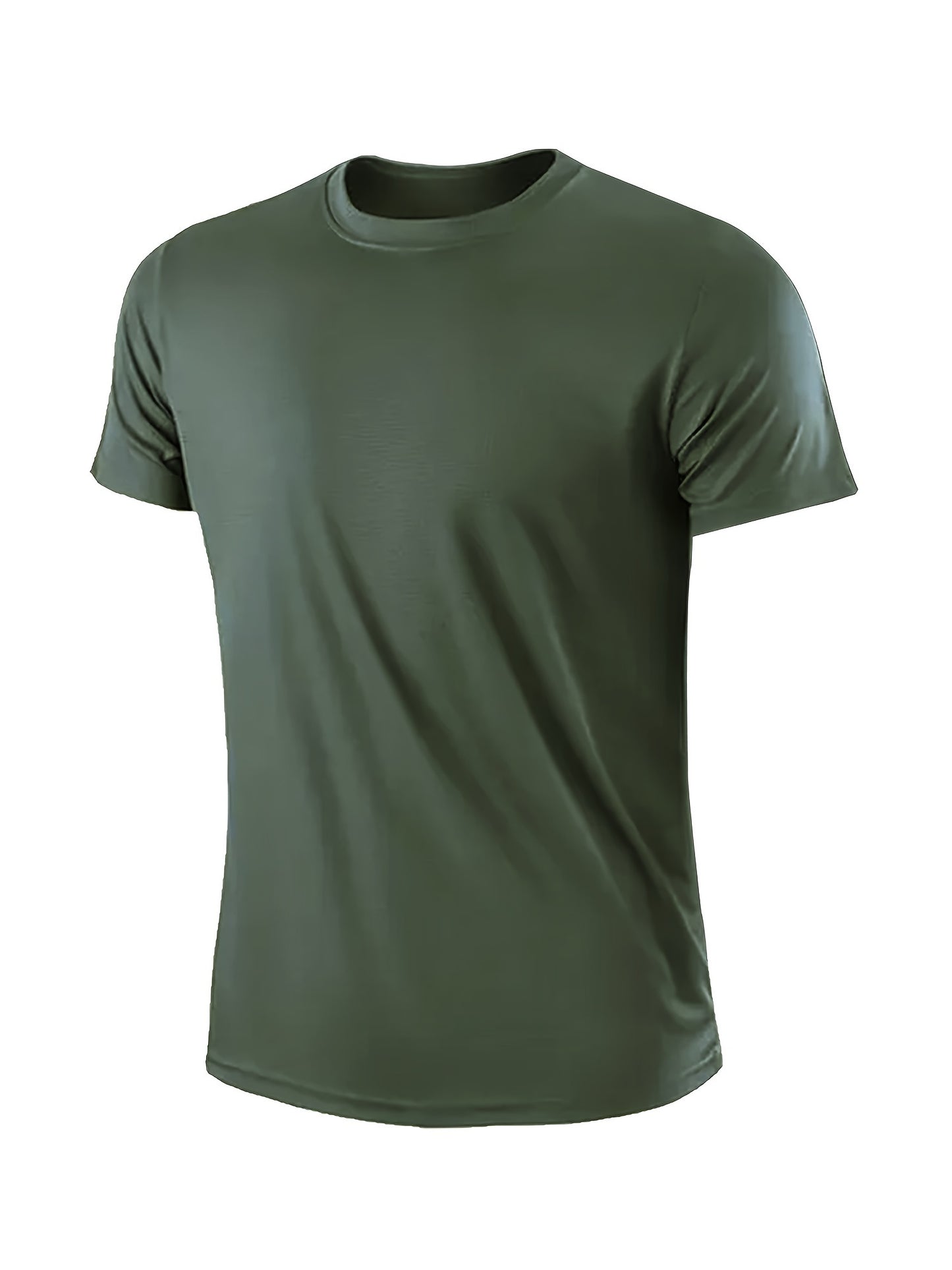 6-Pack Men's Quick-Dry T-Shirts - Yunte Sports Crew Neck Tees, 100% Polyester, Lightweight, Breathable, Moisture-Wicking, Solid Color, Regular Fit, Knit Fabric, Ideal for Gym, Fitness & Running NEXTRENDBAHRAIN