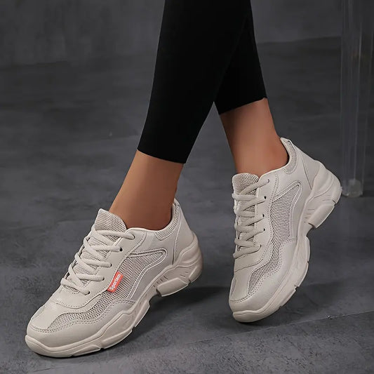 Women's Breathable Mesh Sneakers, Casual Lace Up Outdoor Shoes, Comfortable Low Top Sport Shoes - NEXTRENDBAHRAIN