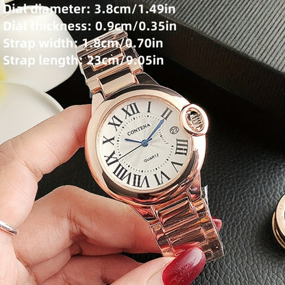 Elegant Round Quartz Watches Alloy Strap Alloy Pointer Alloy Dial Vintage Wrist Watches For Women Men - NEXTRENDBAHRAIN