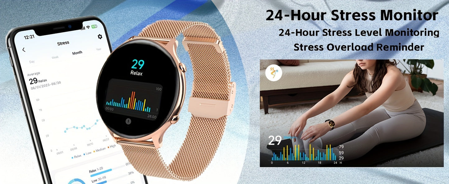 Women's Wireless Calling Smart Watch, 3.53cm Round Smart Watch With 100+ Sports Modes, Female Functionality, Sleep Monitoring, Waterproof Watch For Android And IPhone - NEXTRENDBAHRAIN