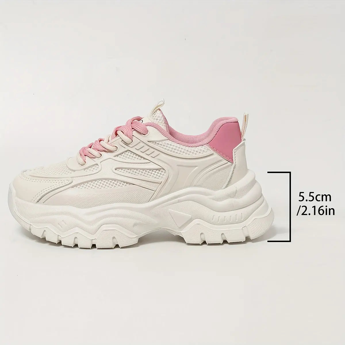 Women's Solid Color Mesh Sneakers, Lace Up Soft Sole Platform Casual Shoes, Breathable Low-top Comfy Shoes - NEXTRENDBAHRAIN