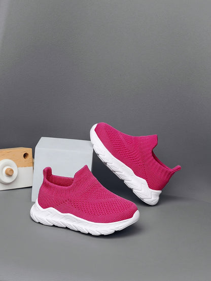 Casual Solid Color Slip On Woven Shoes For Baby Boys, Breathable Lightweight Sneakers For Walking Running, All Seasons - NEXTRENDBAHRAIN