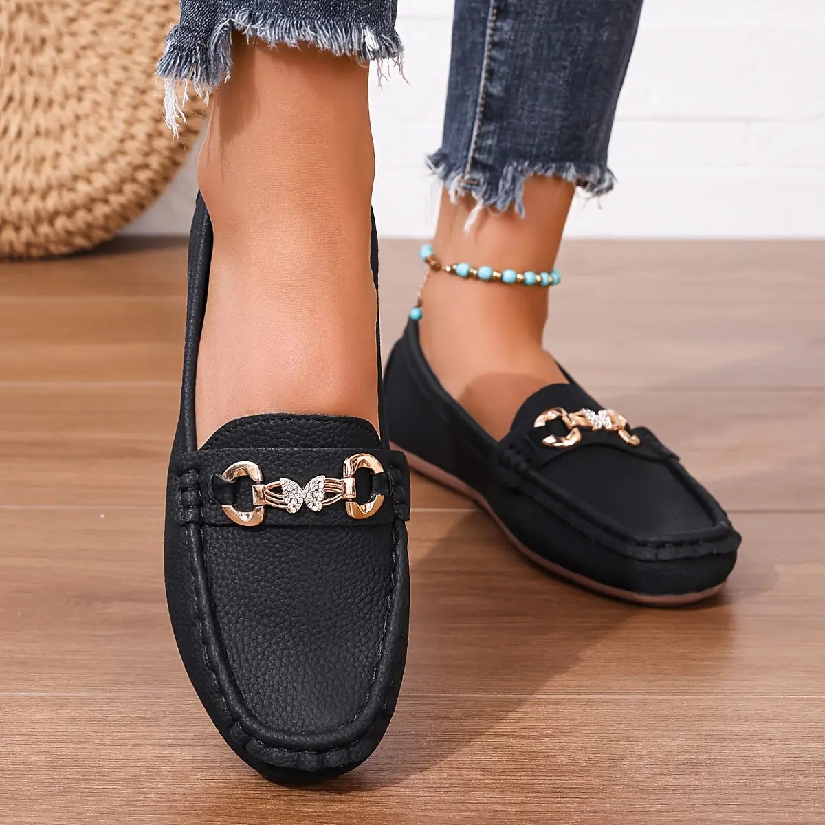 Womens Fashion Pull on Butterfly Decoration Strap Diamond Ladies Shoes - NEXTRENDBAHRAIN