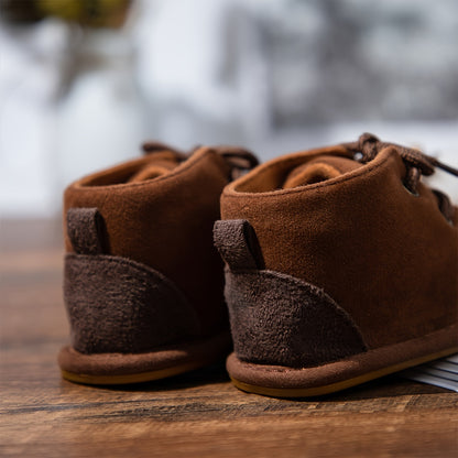 Casual Comfortable Solid Color Lace Up Boots For Baby Boys, Lightweight Non-slip Walking Shoes For Autumn And Winter - NEXTRENDBAHRAIN