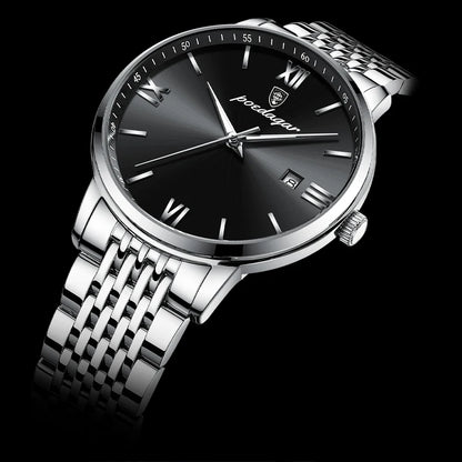 2024 New Luxury Men's Business Watches Men Silver Stainless Steel Quartz Watch Male Luminous Clock - NEXTRENDBAHRAIN