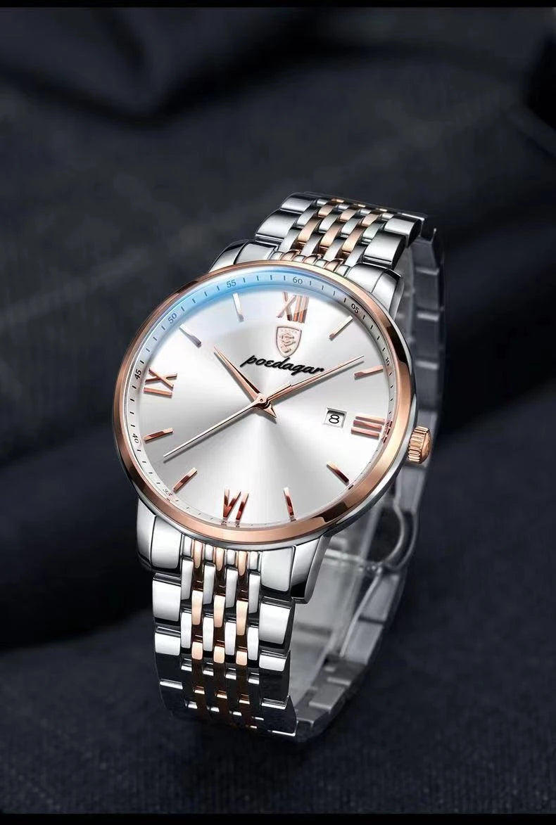 2024 New Luxury Men's Business Watches Men Silver Stainless Steel Quartz Watch Male Luminous Clock - NEXTRENDBAHRAIN