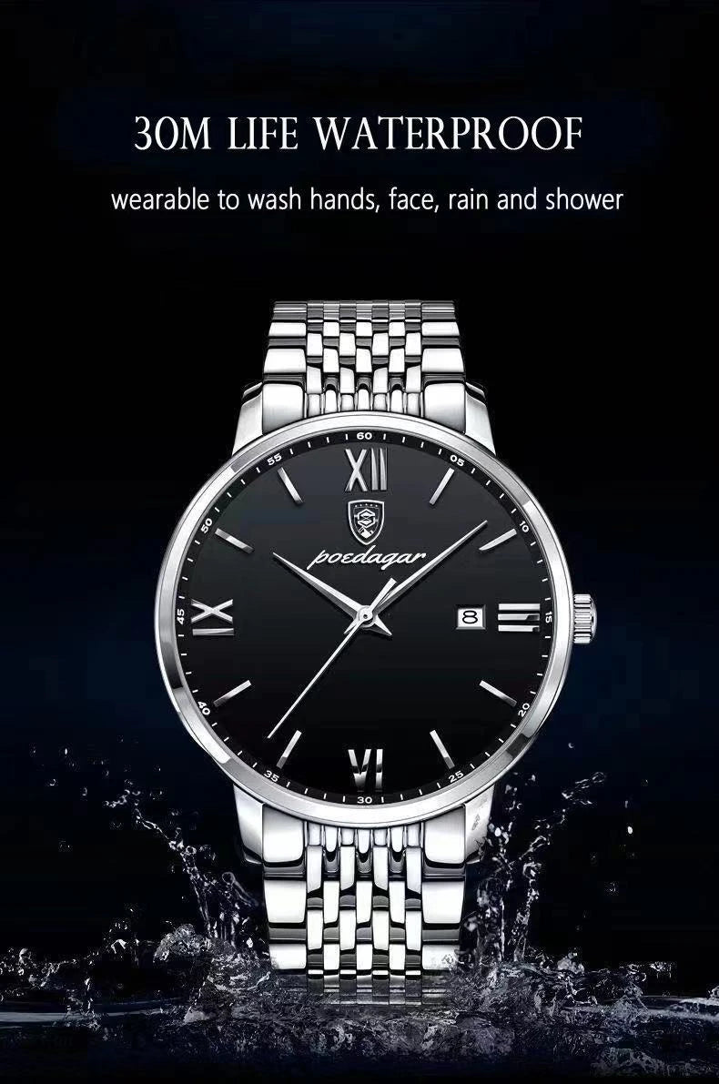 2024 New Luxury Men's Business Watches Men Silver Stainless Steel Quartz Watch Male Luminous Clock - NEXTRENDBAHRAIN