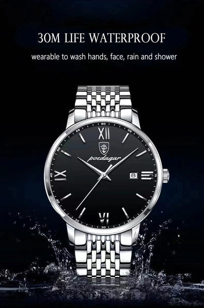 2024 New Luxury Men's Business Watches Men Silver Stainless Steel Quartz Watch Male Luminous Clock - NEXTRENDBAHRAIN