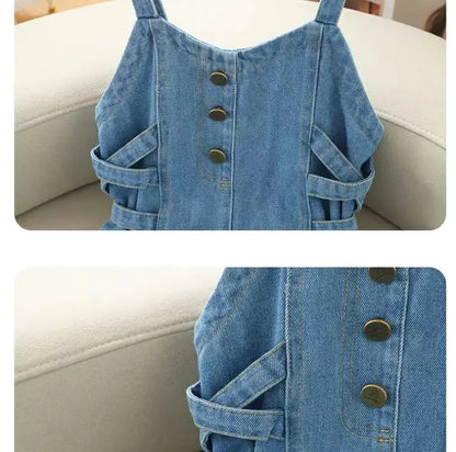 Kids Girls Denim Set 2023 Spring New Children's Clothing Girls Big Boy Yangpai Spring And Autumn Set Skirt Girls Dress - NEXTRENDBAHRAIN