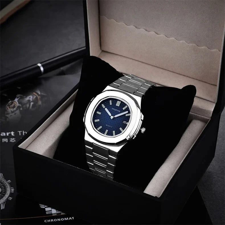 2024 Originate Luxury Watch Business Waterproof Male Clock Luminous Date Stainless Steel Square Quartz Men Watch reloj hombre - NEXTRENDBAHRAIN