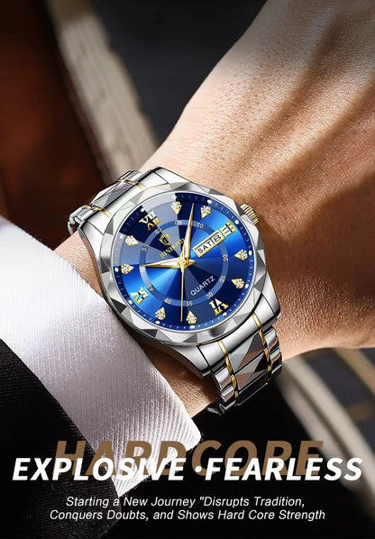 BINBOND Top Brand Luxury Fashion Quartz Watch Men Waterproof Week Date Clock Stainless Steel Sport Watch Men Quartz Wristwatch - NEXTRENDBAHRAIN