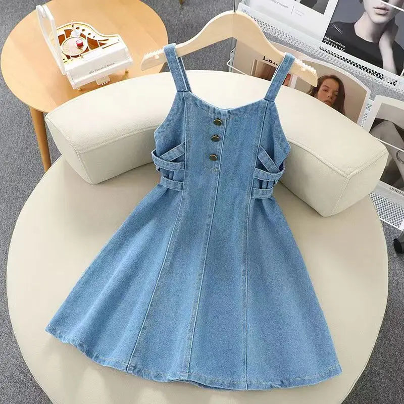 Kids Girls Denim Set 2023 Spring New Children's Clothing Girls Big Boy Yangpai Spring And Autumn Set Skirt Girls Dress - NEXTRENDBAHRAIN