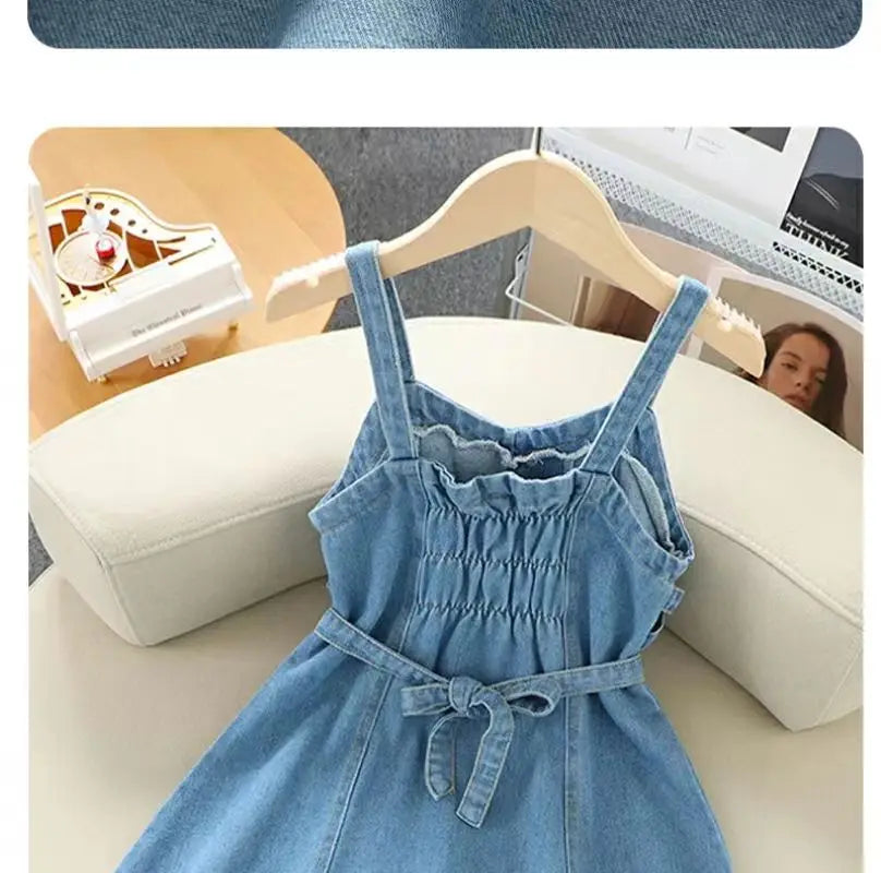 Kids Girls Denim Set 2023 Spring New Children's Clothing Girls Big Boy Yangpai Spring And Autumn Set Skirt Girls Dress - NEXTRENDBAHRAIN