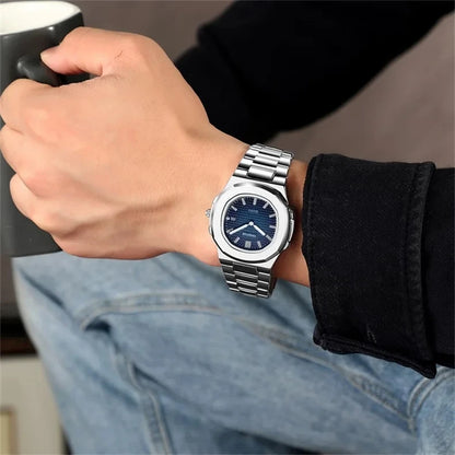 2024 Originate Luxury Watch Business Waterproof Male Clock Luminous Date Stainless Steel Square Quartz Men Watch reloj hombre - NEXTRENDBAHRAIN