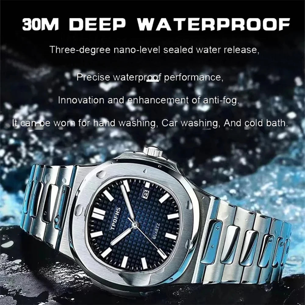 2024 Originate Luxury Watch Business Waterproof Male Clock Luminous Date Stainless Steel Square Quartz Men Watch reloj hombre - NEXTRENDBAHRAIN