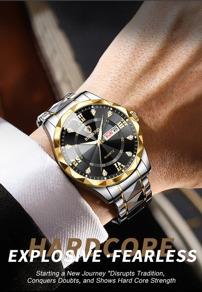 BINBOND Top Brand Luxury Fashion Quartz Watch Men Waterproof Week Date Clock Stainless Steel Sport Watch Men Quartz Wristwatch - NEXTRENDBAHRAIN