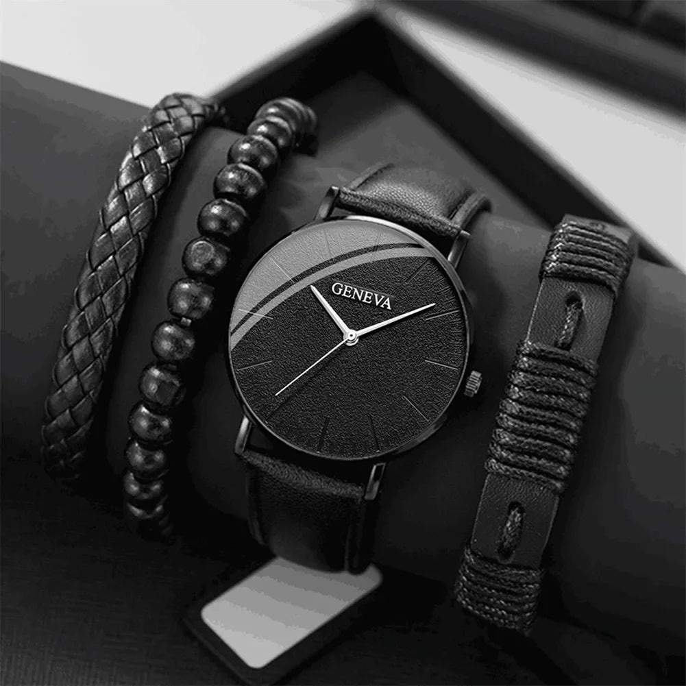 4pcs Men Watch Set Fashion Casual Business Quartz Watch Fashion Casual Bracelet Watch Set Men Sports Trend Wristwatches Relogios - NEXTRENDBAHRAIN