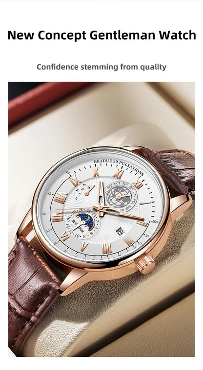 2024 Men Watch Fashion Top Luxury Sport Men's Wristwatch Waterproof Luminous Leather Date Quartz Watches Man clock - NEXTRENDBAHRAIN