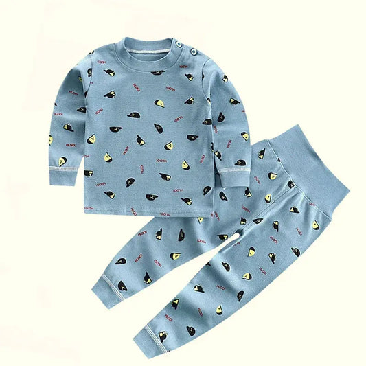 Spring Autumn Children Pajamas Set High Waist Cotton Kids Long Johns Sets Boys Girls Cotton Underwear Set for 1-6 Years Old - NEXTRENDBAHRAIN