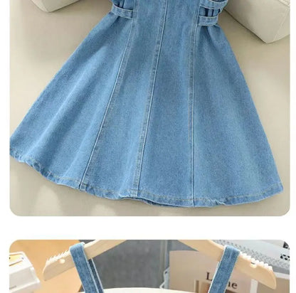 Kids Girls Denim Set 2023 Spring New Children's Clothing Girls Big Boy Yangpai Spring And Autumn Set Skirt Girls Dress - NEXTRENDBAHRAIN