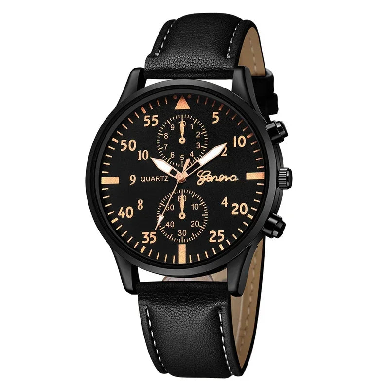 4/1pcs Men Watches Set Luxury Fashion Design Leather Watch Quartz Men Watch Clock Gift Montre Homme Relogio Masculino（no Box） - NEXTRENDBAHRAIN