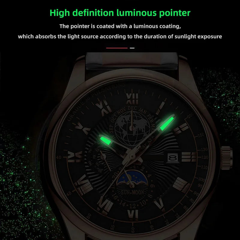 2024 Men Watch Fashion Top Luxury Sport Men's Wristwatch Waterproof Luminous Leather Date Quartz Watches Man clock - NEXTRENDBAHRAIN