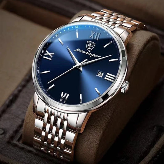 2024 New Luxury Men's Business Watches Men Silver Stainless Steel Quartz Watch Male Luminous Clock - NEXTRENDBAHRAIN