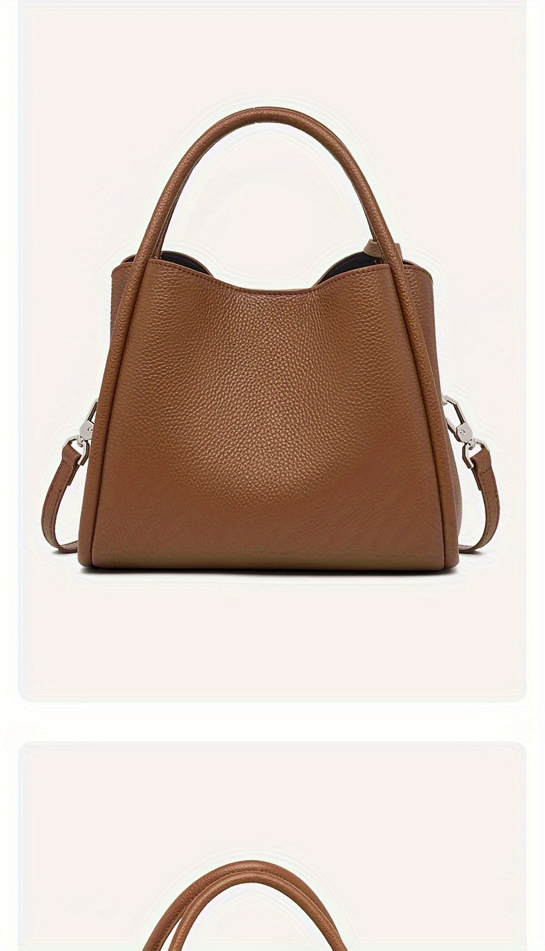 Chic 2024 Genuine Faux Leather Bucket Bag for Women - Spacious & Versatile, Adjustable Strap, Solid Color - NEXTRENDBAHRAIN