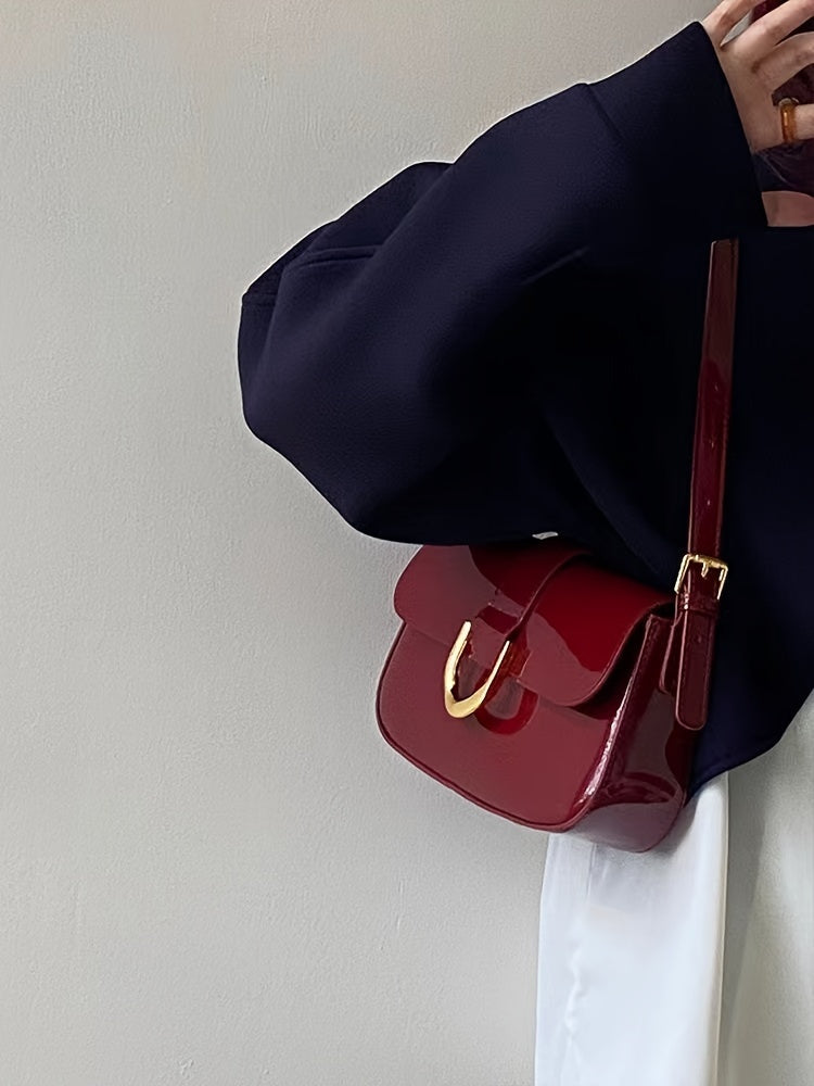 2024 Classic Red Small Shoulder Bag, Elegant Flap Underarm Bag For Women, Daily Use Commuter Bag - NEXTRENDBAHRAIN