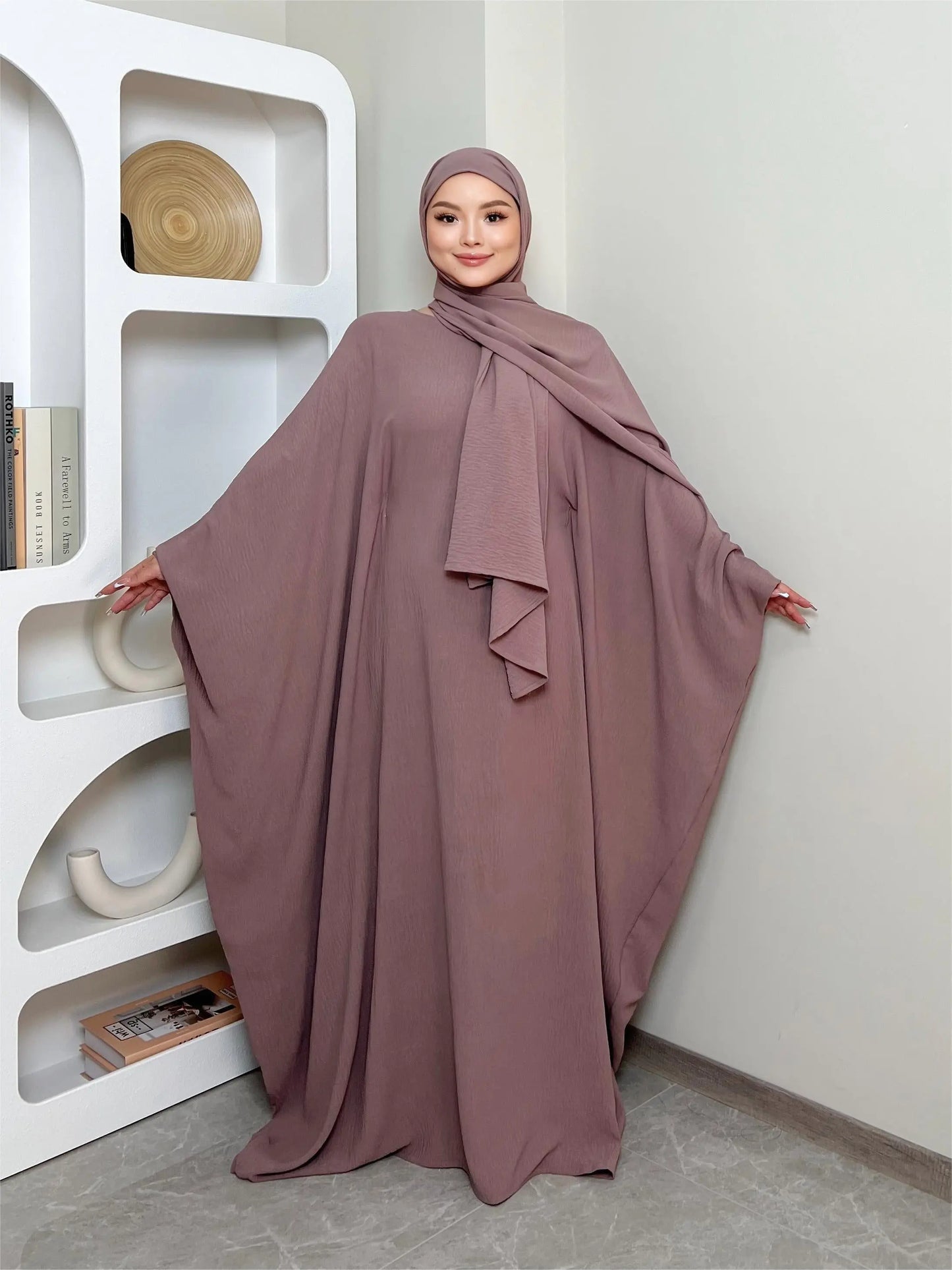 Batwing Sleeve Solid Abayas Dress, Elegant Maxi Length Dress, Women's Clothing NEXTRENDBAHRAIN